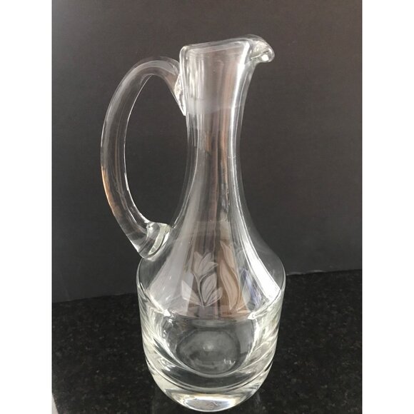Vintage 1970's Frosted Tulip Decanter Pitcher & 6 Matching Liqueur Long Stemmed - Picture 7 of 10